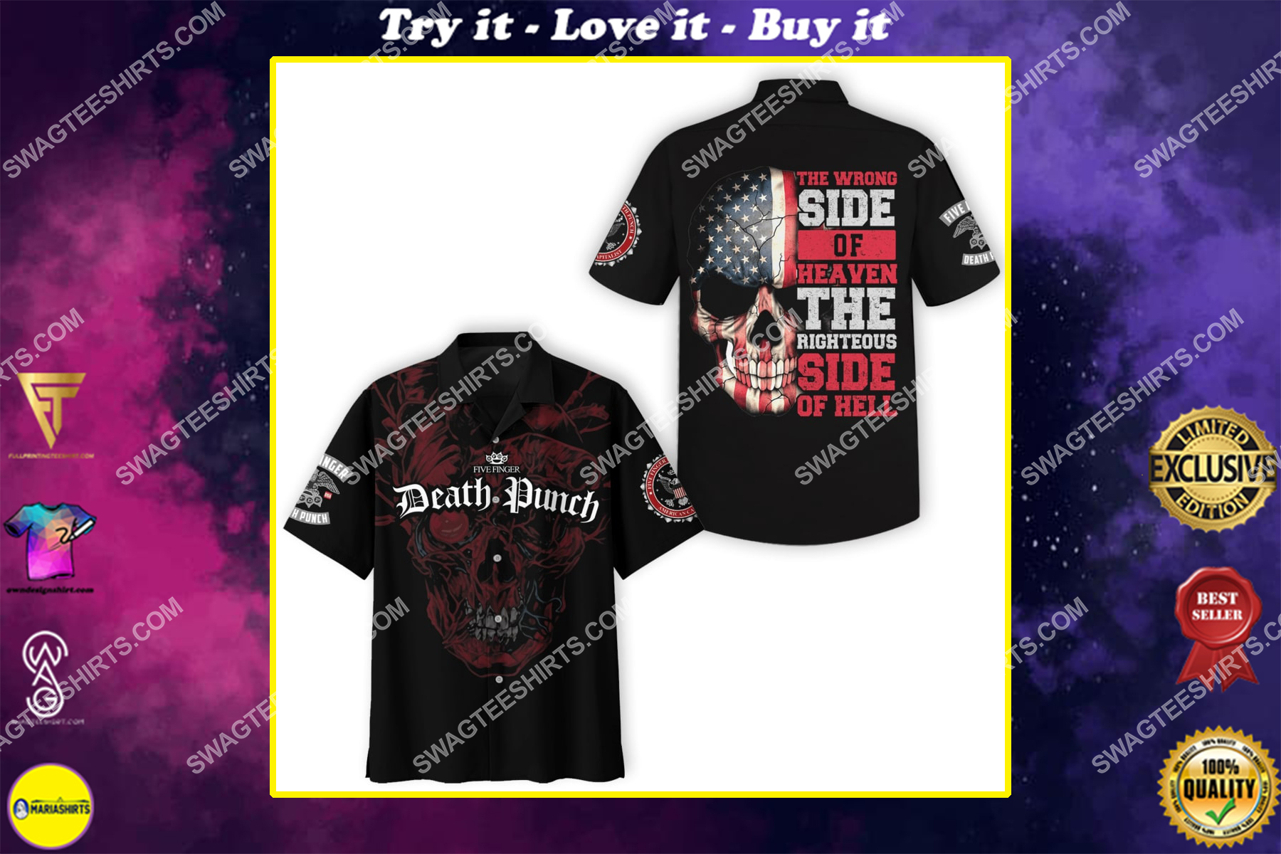 the wrong side of heaven and the righteous side of hell five finger death punch hawaiian shirt