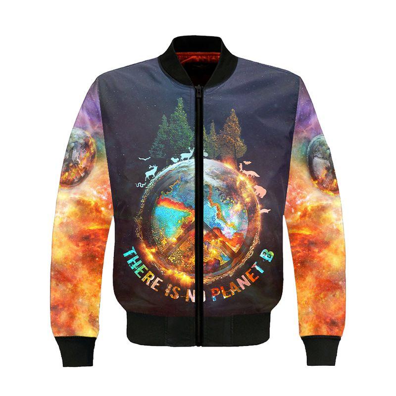 there is no planet b hippie camping all over printed bomber