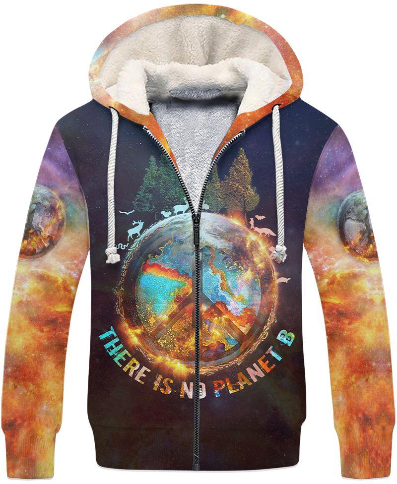 there is no planet b hippie camping all over printed fleece hoodie