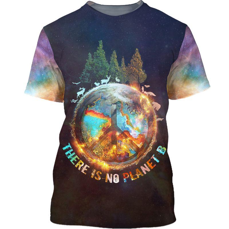 there is no planet b hippie camping all over printed tshirt