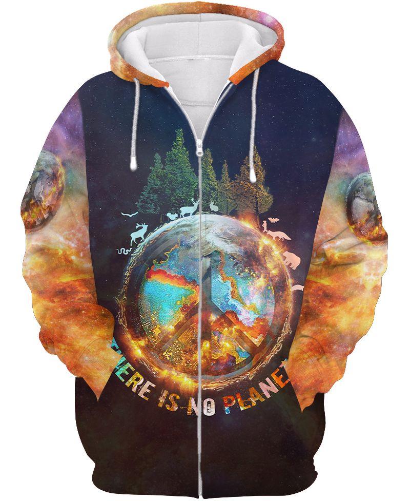 there is no planet b hippie camping all over printed zip hoodie