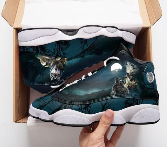 three wolf with moon all over print air jordan 13 sneakers 4