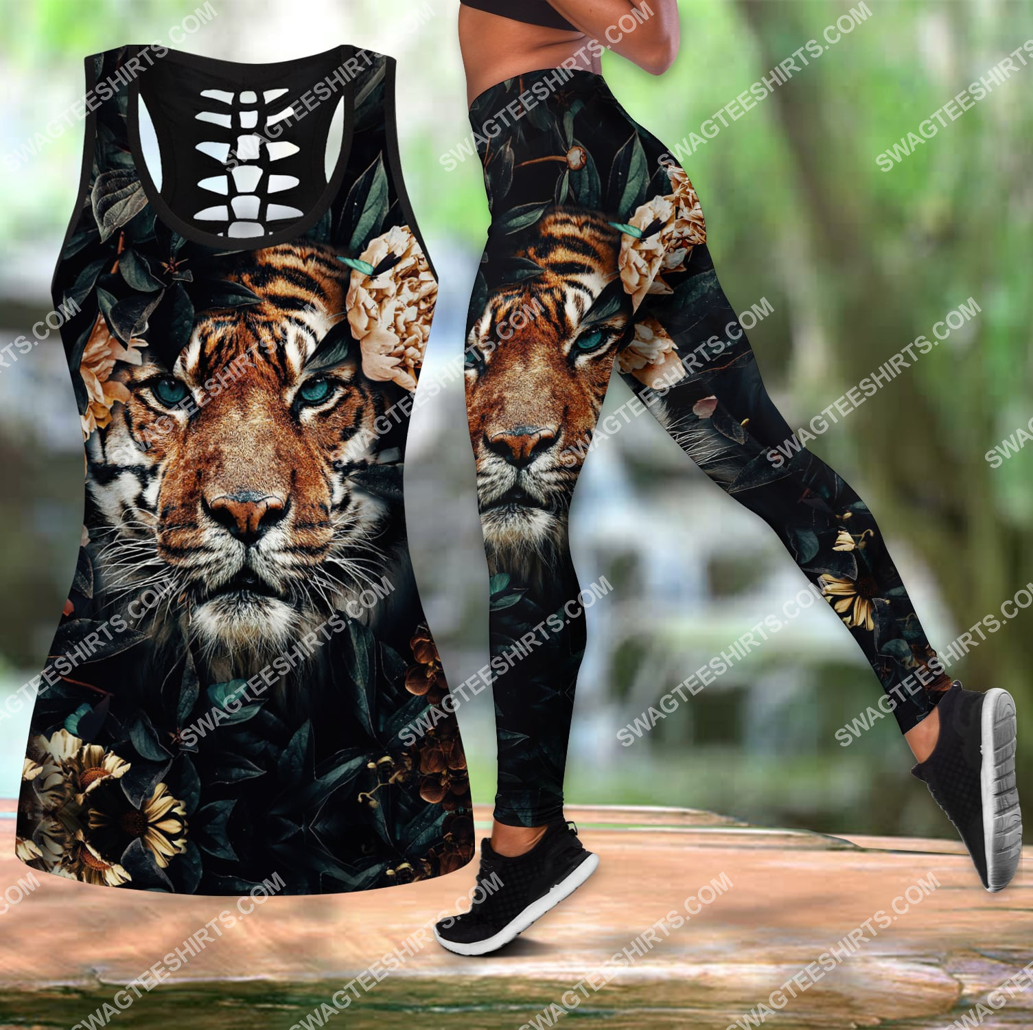 tiger with flower all over printed set sports outfit 3 - Copy (2)