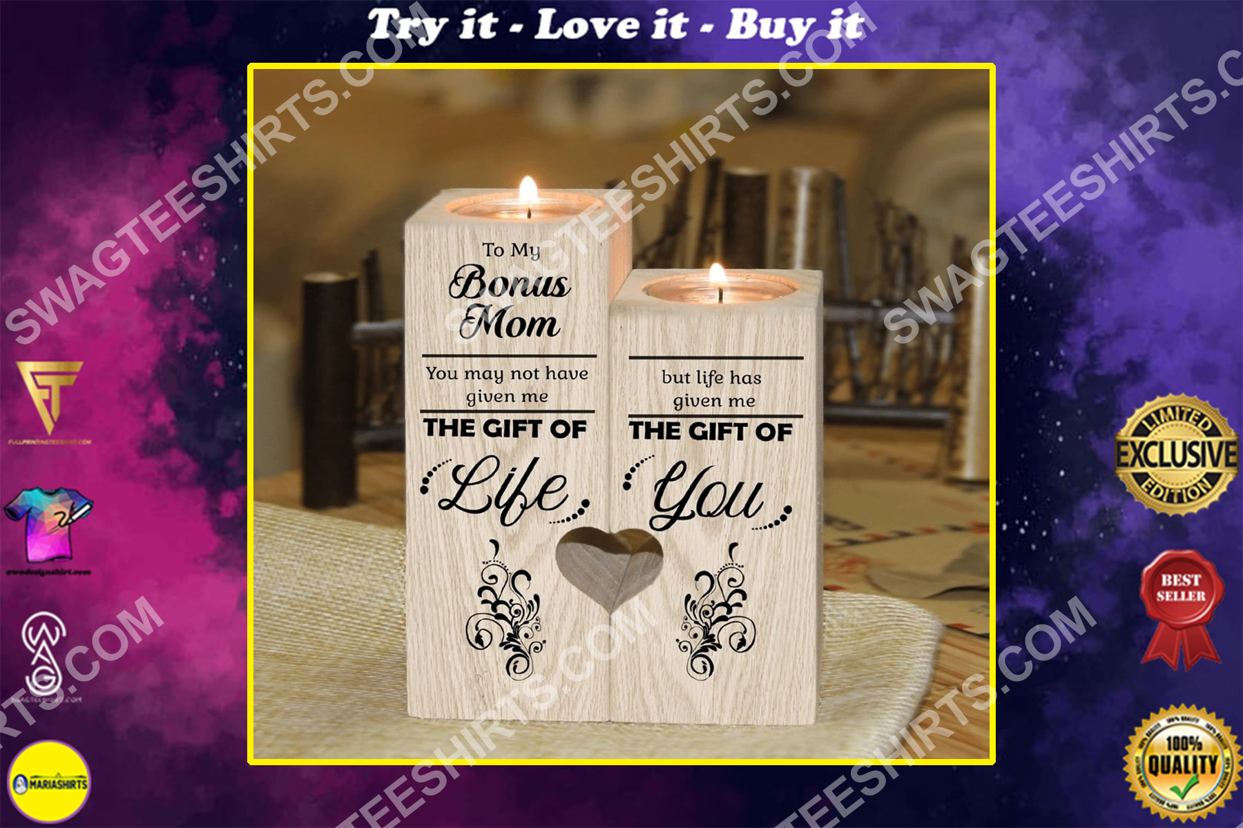 to my bonus mom the gift of life candle holder