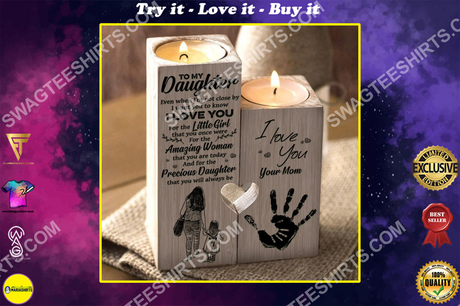 to my daughter i love you your mom candle holder