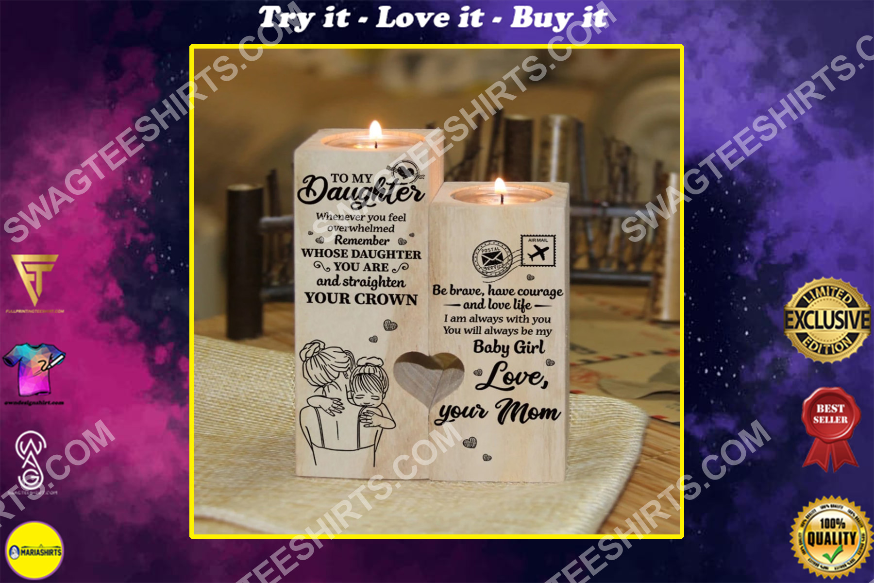 to my daughter you will always be my baby girl your mom candle holder