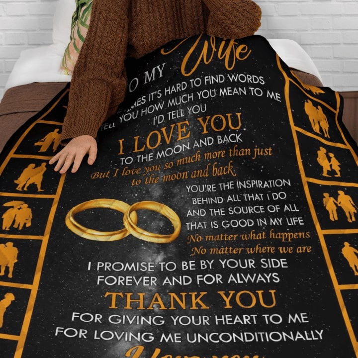 to my wife i love you to the moon and back your husband full printing blanket 3