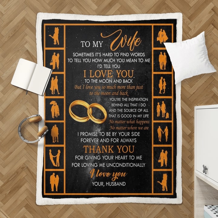 to my wife i love you to the moon and back your husband full printing blanket 5
