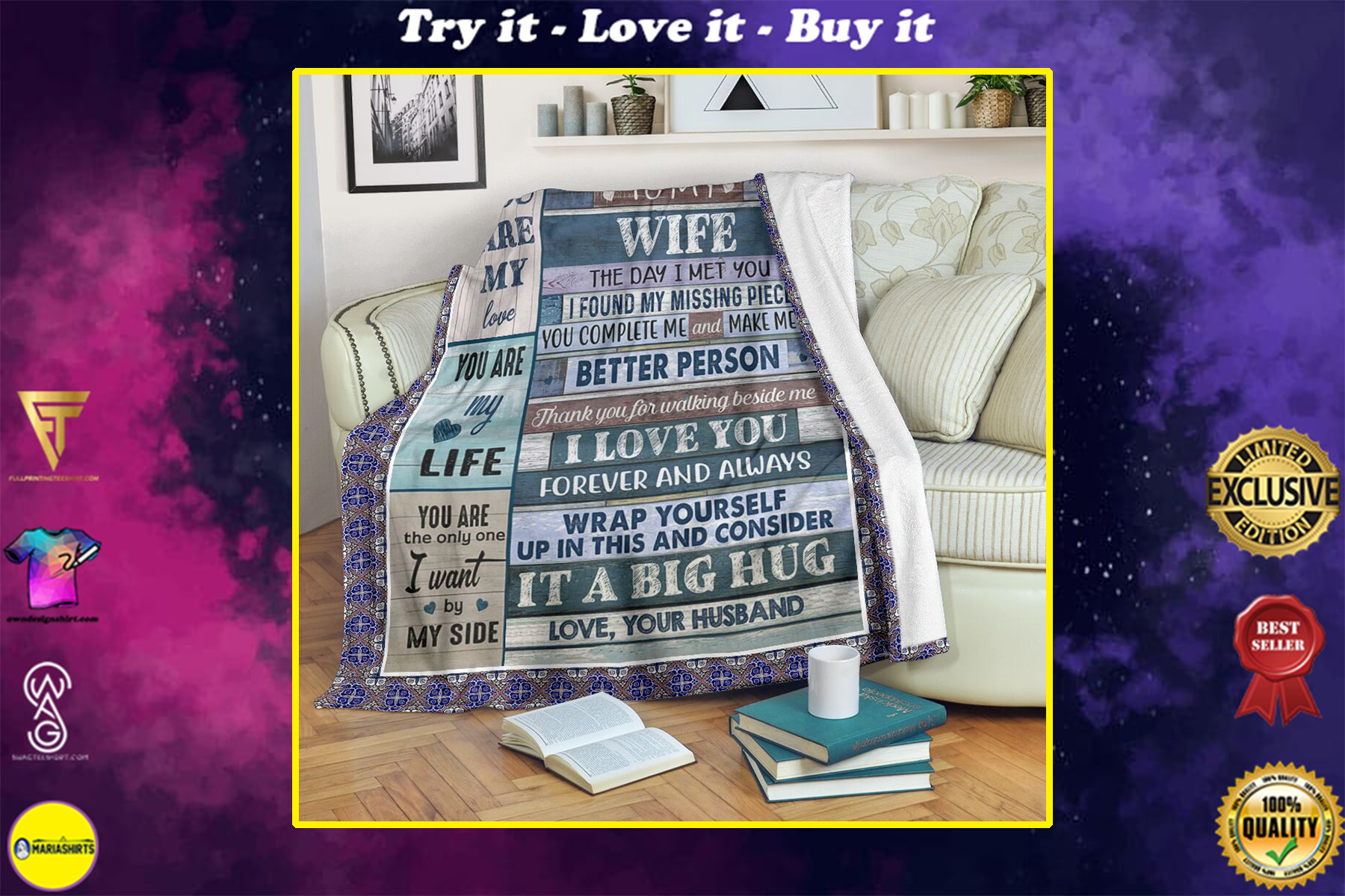 to my wife you are the only one i want by my side full printing blanket