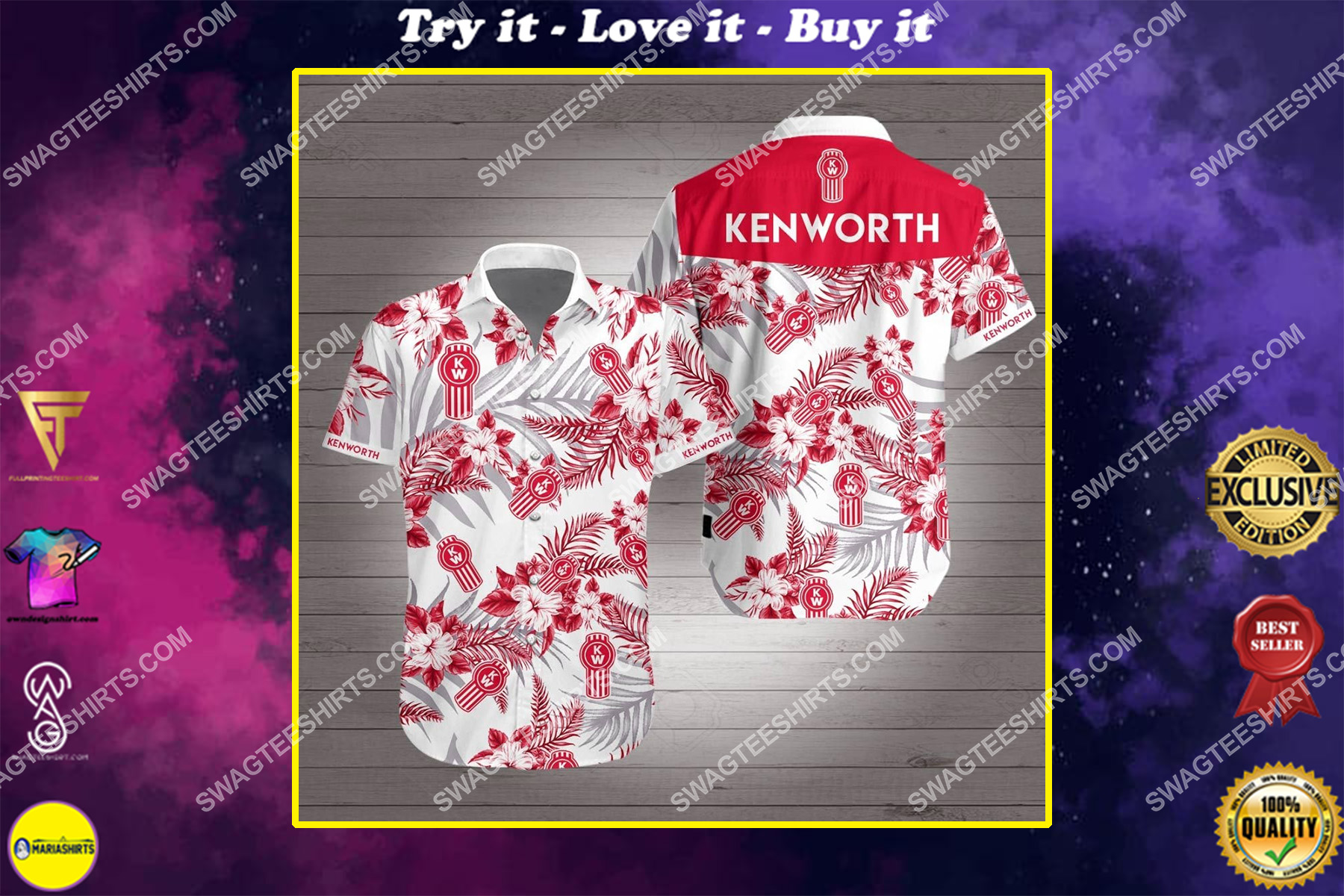 tropical kenworth all over print hawaiian shirt