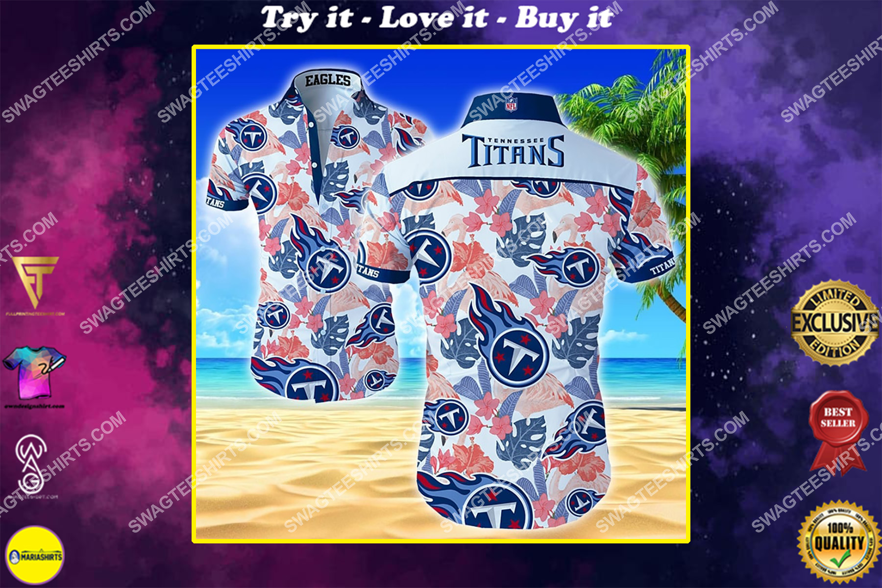 tropical tennessee titans football team hawaiian shirt