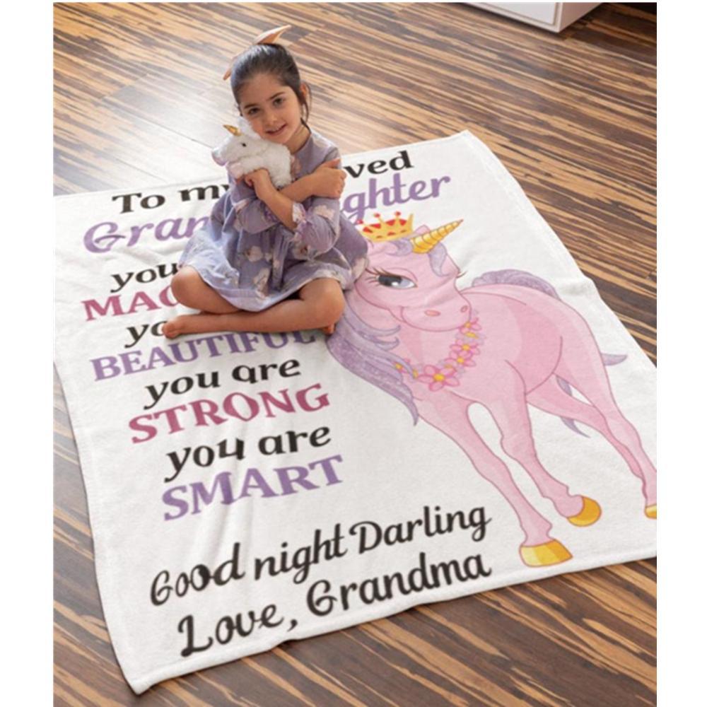 unicorn to my granddaughter good night darling your grandma blanket 2