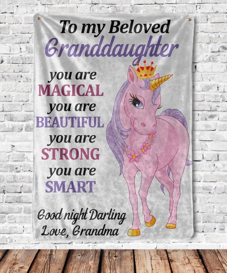 unicorn to my granddaughter good night darling your grandma blanket 4