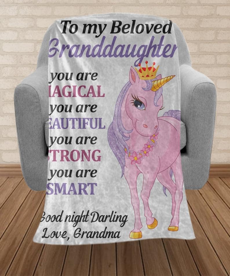 unicorn to my granddaughter good night darling your grandma blanket 5
