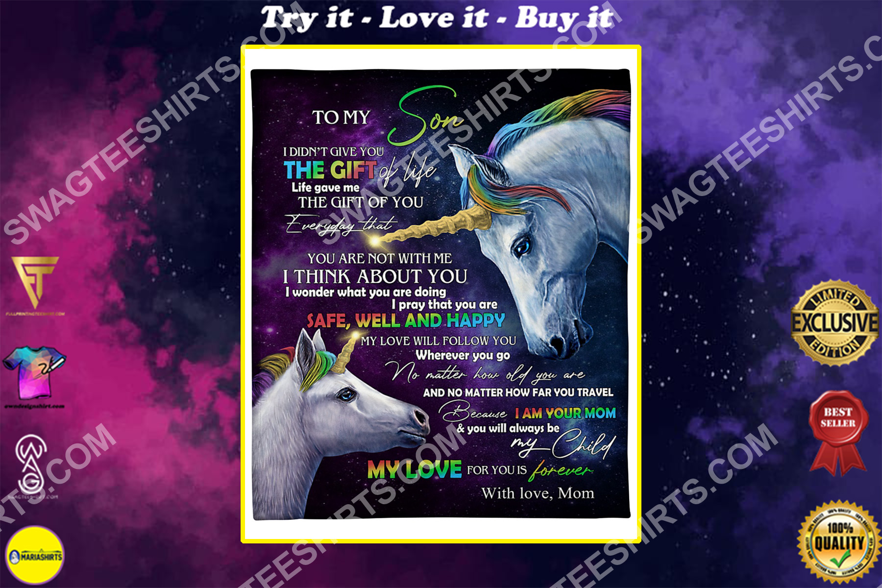 unicorn to my son my love for you is forever your mom blanket