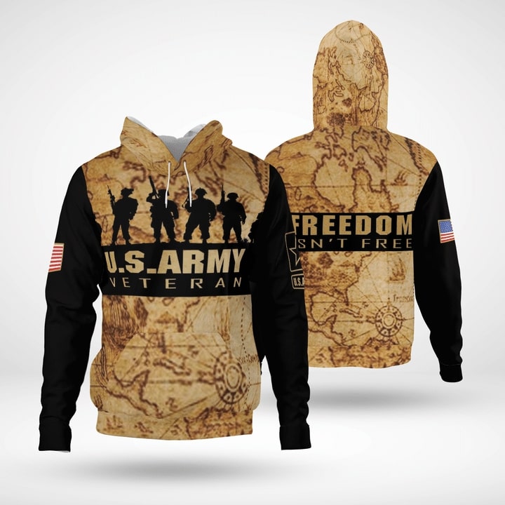 united states army veteran world map full printing hoodie