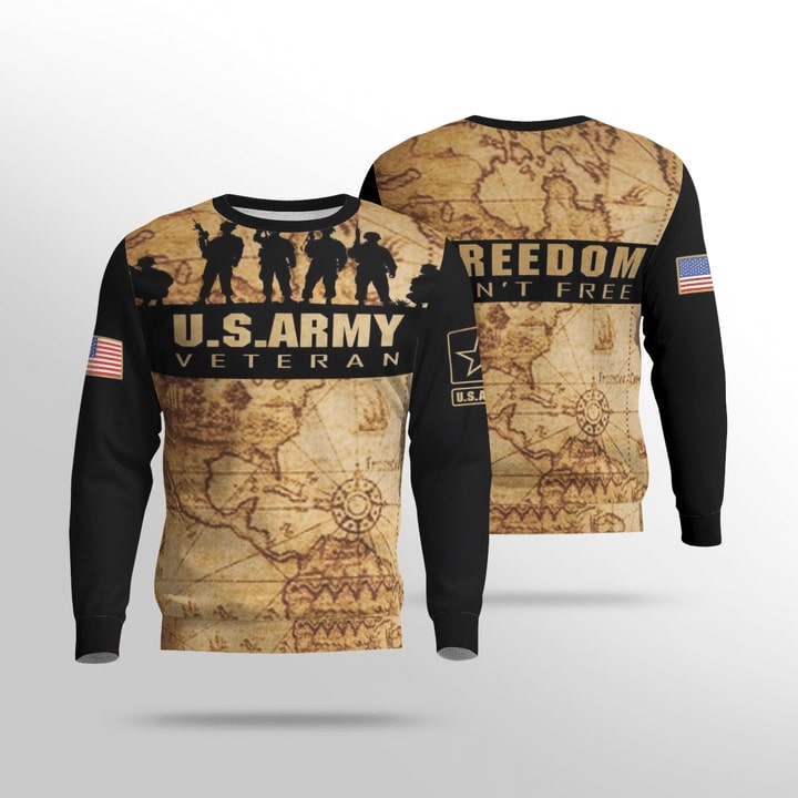 united states army veteran world map full printing sweatshirt
