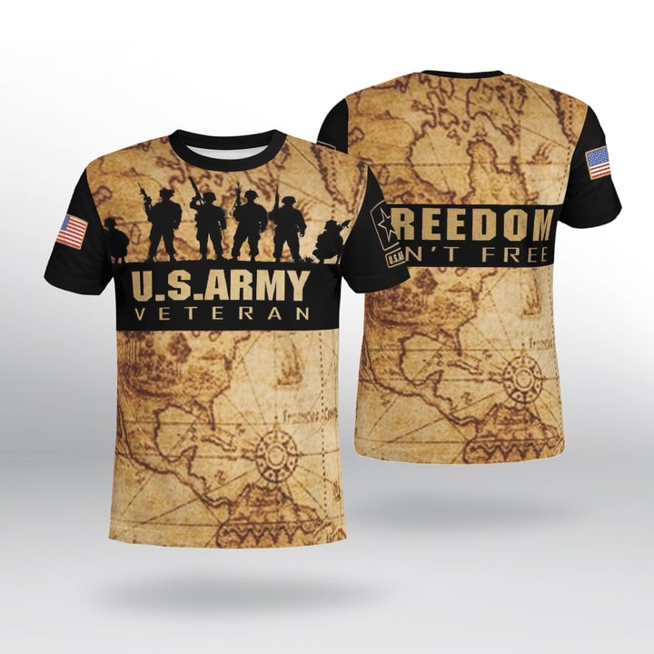 united states army veteran world map full printing tshirt