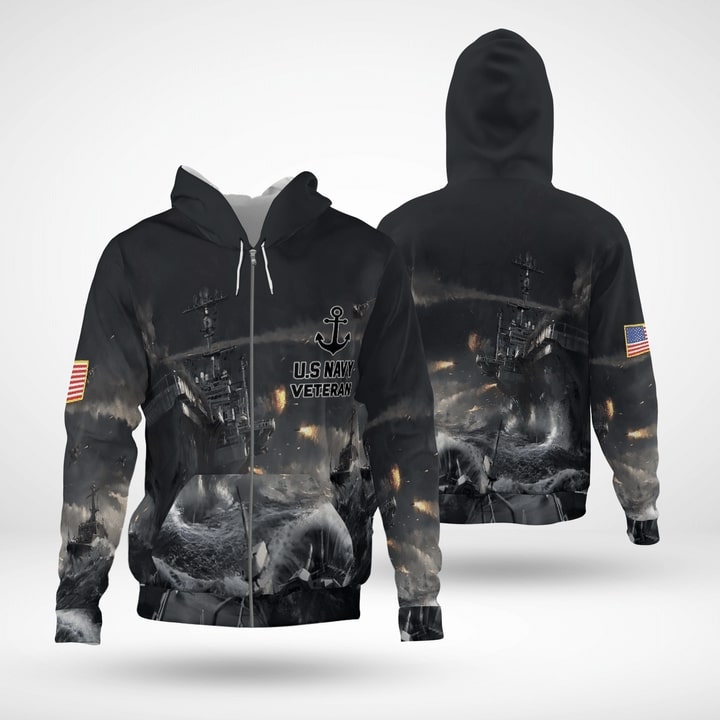 united states navy veteran full printing zip hoodie