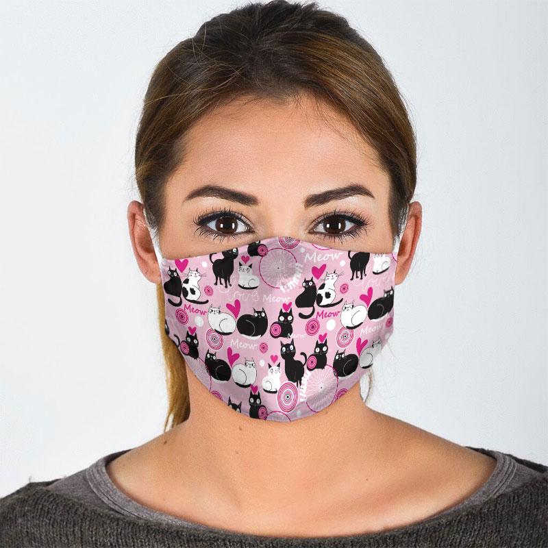 valentine lovely couple cat all over print face mask 2