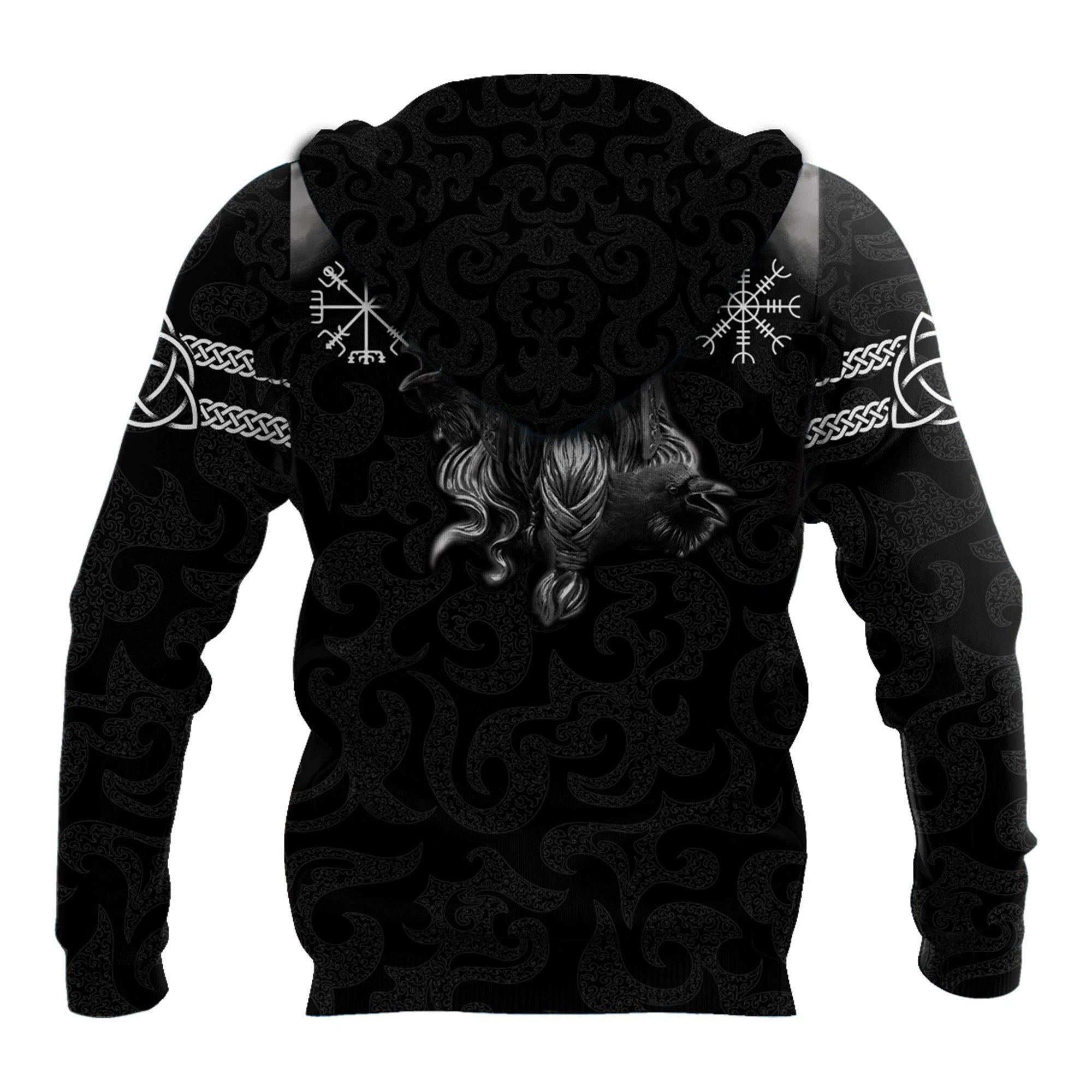 viking hammer of thor all over printed hoodie - back