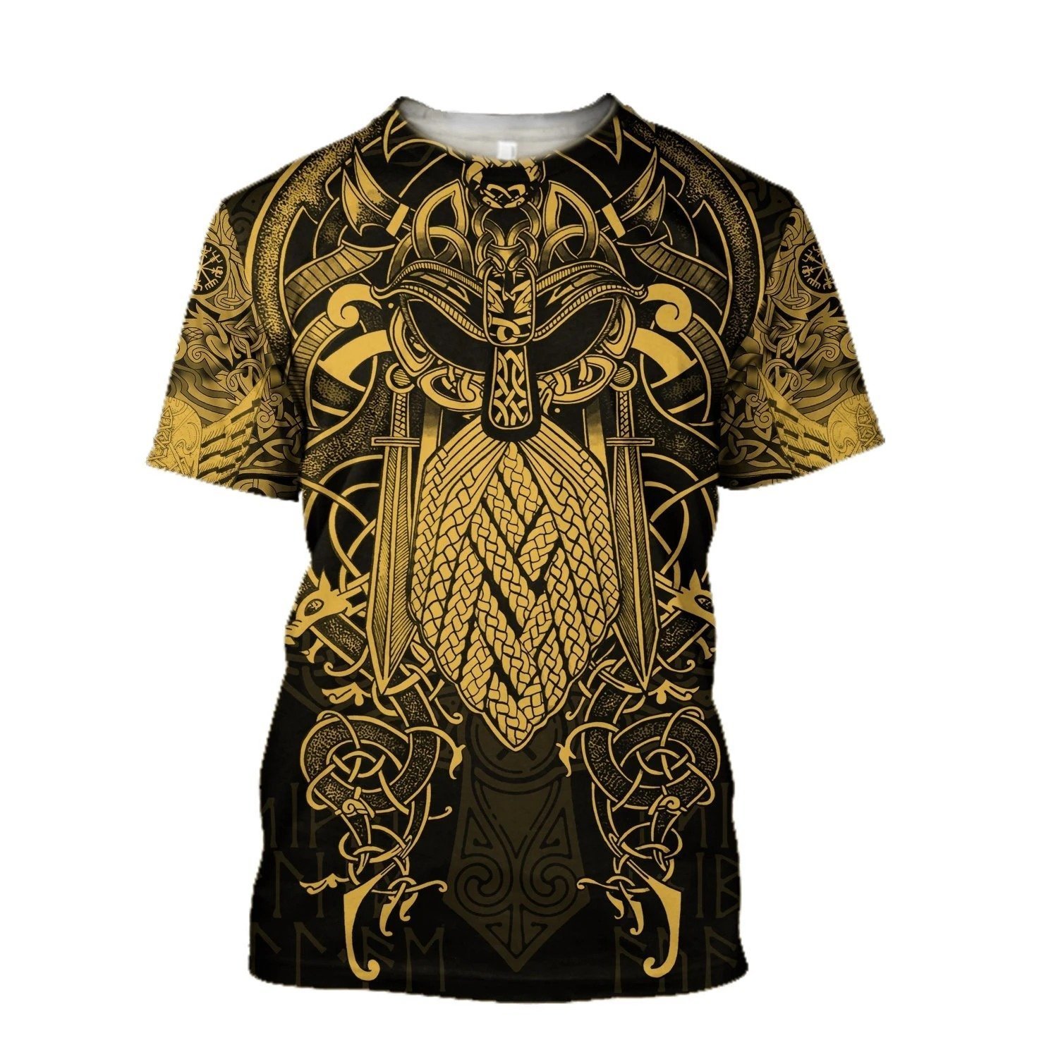 viking the raven yellow of odin tattoo all over printed tshirt