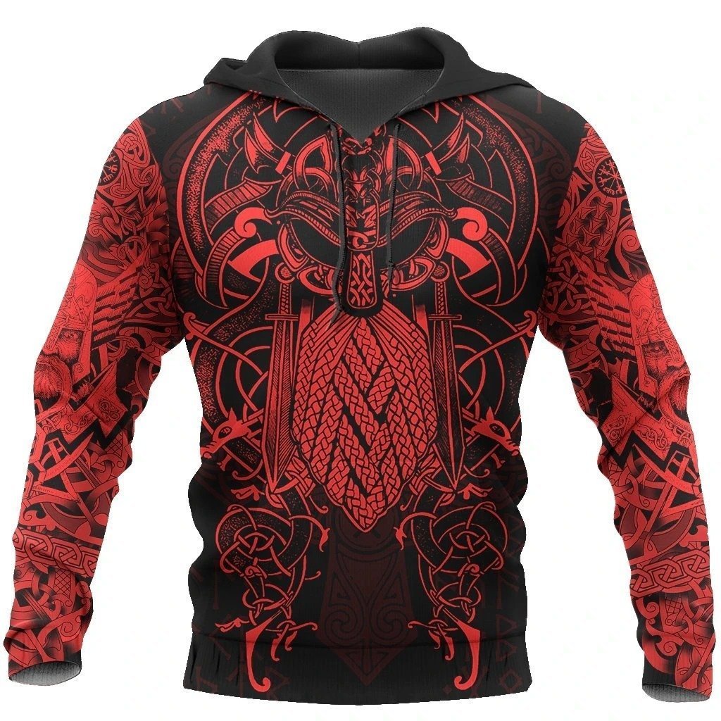 vikings the raven red of odin tattoo all over printed hoodie 1