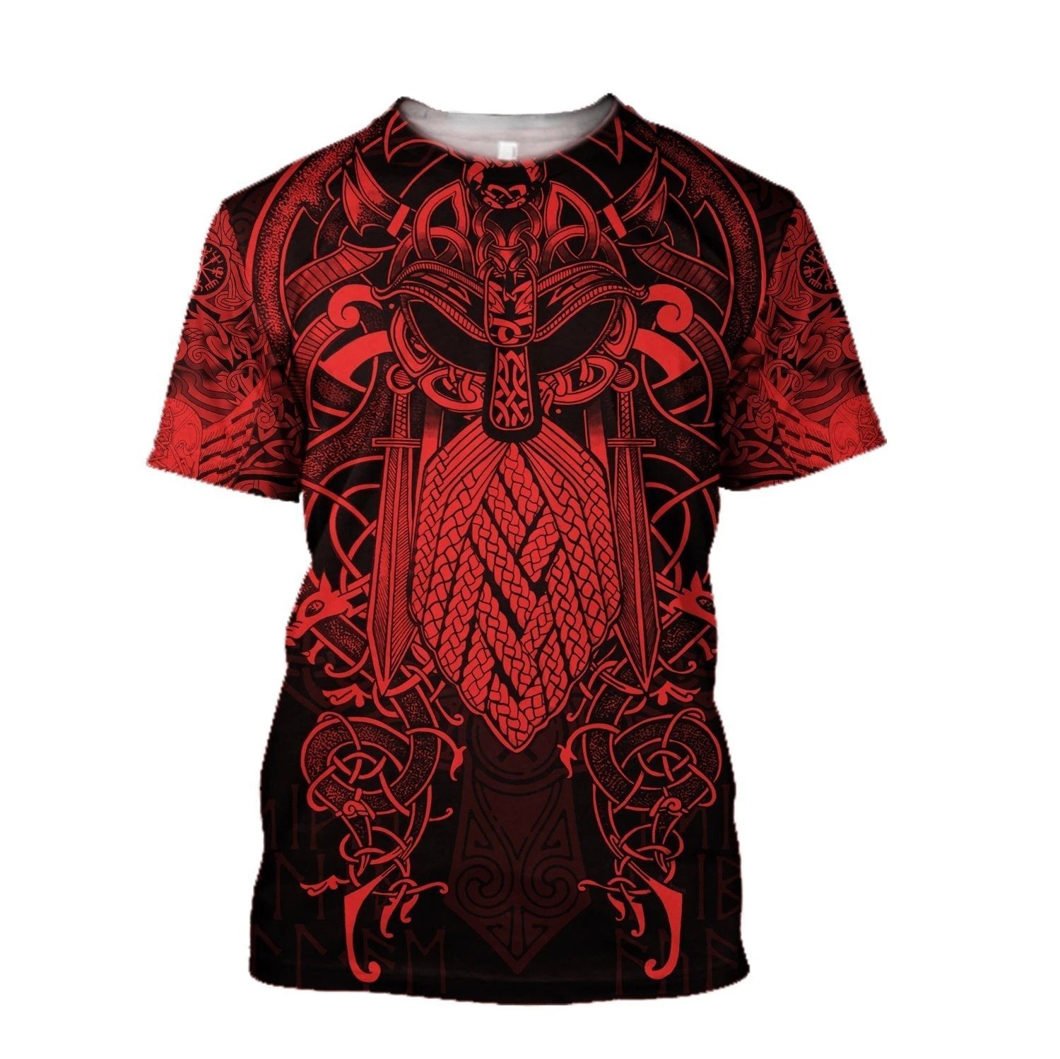 vikings the raven red of odin tattoo all over printed tshirt