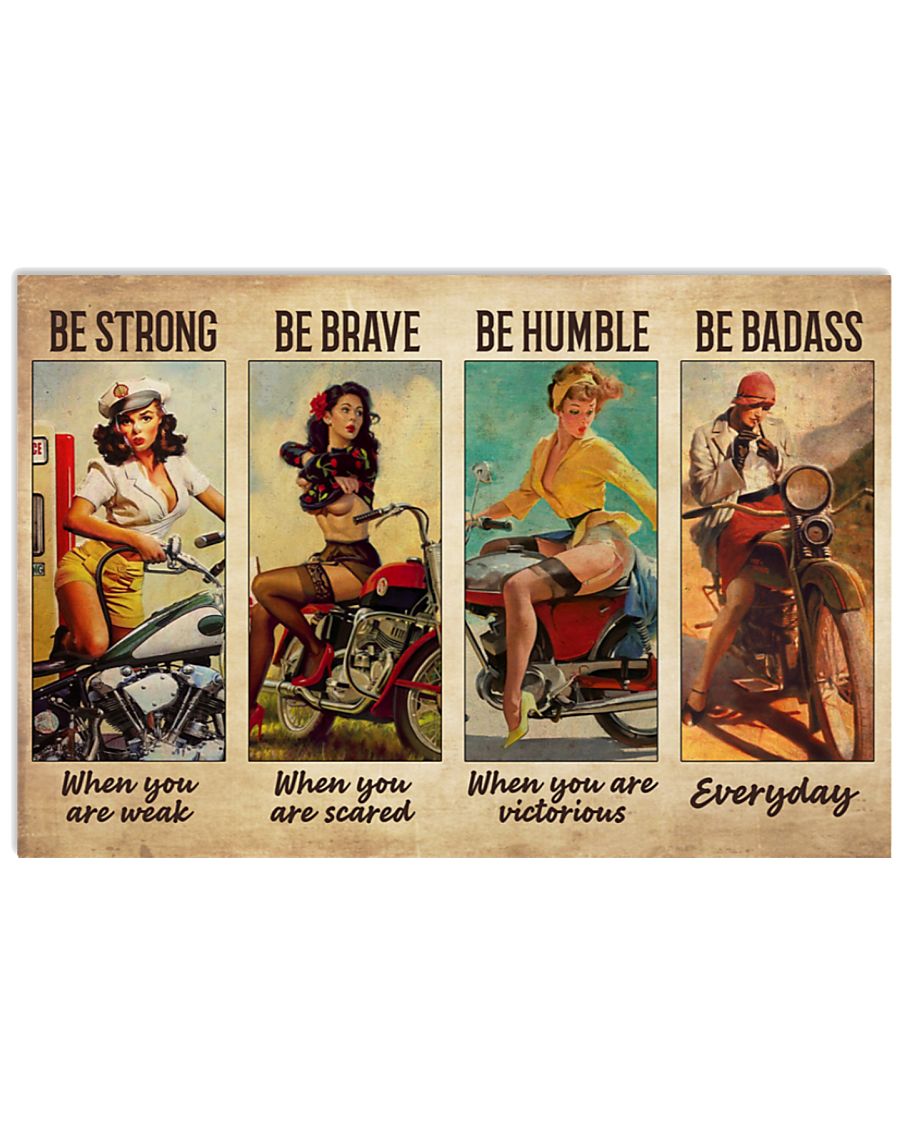 vintage biker girl be strong when you are weak be brave when you are scared poster 2