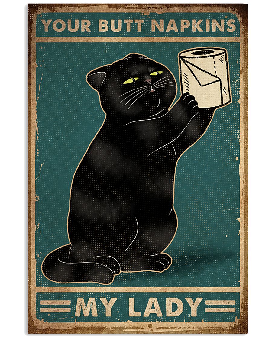 vintage black cat your butt napkins my lady poster 2