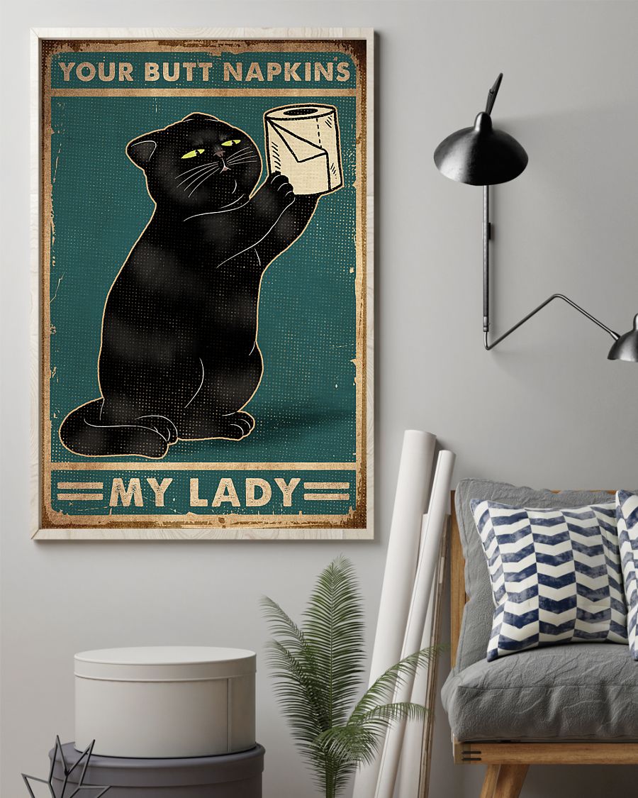 vintage black cat your butt napkins my lady poster 3