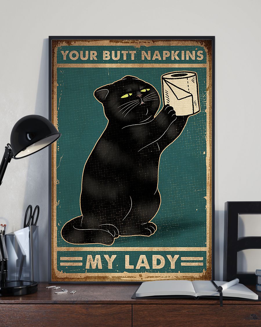 vintage black cat your butt napkins my lady poster 4