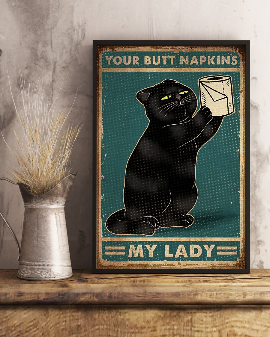 vintage black cat your butt napkins my lady poster 5