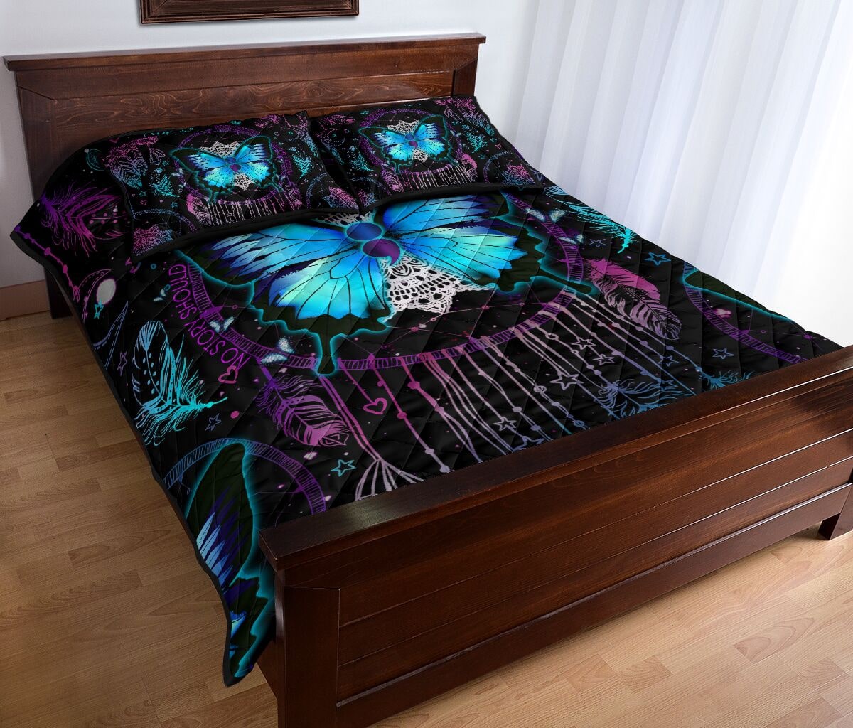 vintage butterfly night full over print quilt 4