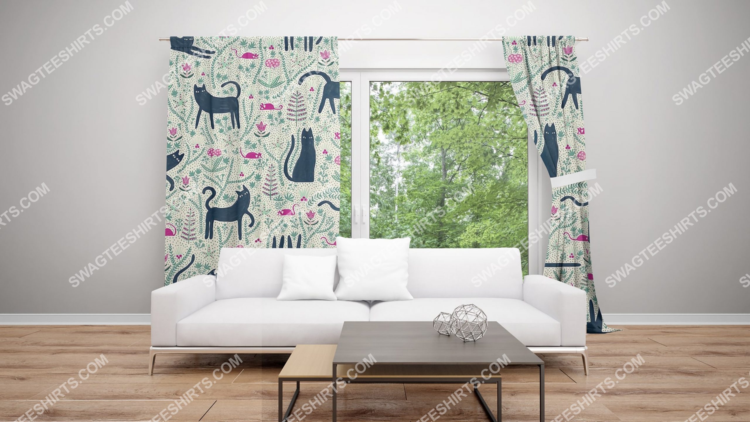 vintage cat passion all over printed window curtains 2(1) - Copy