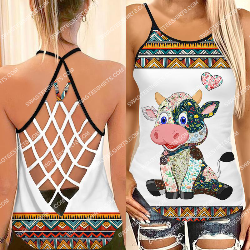 vintage cow baby all over printed strappy back tank top 1 - Copy (2)