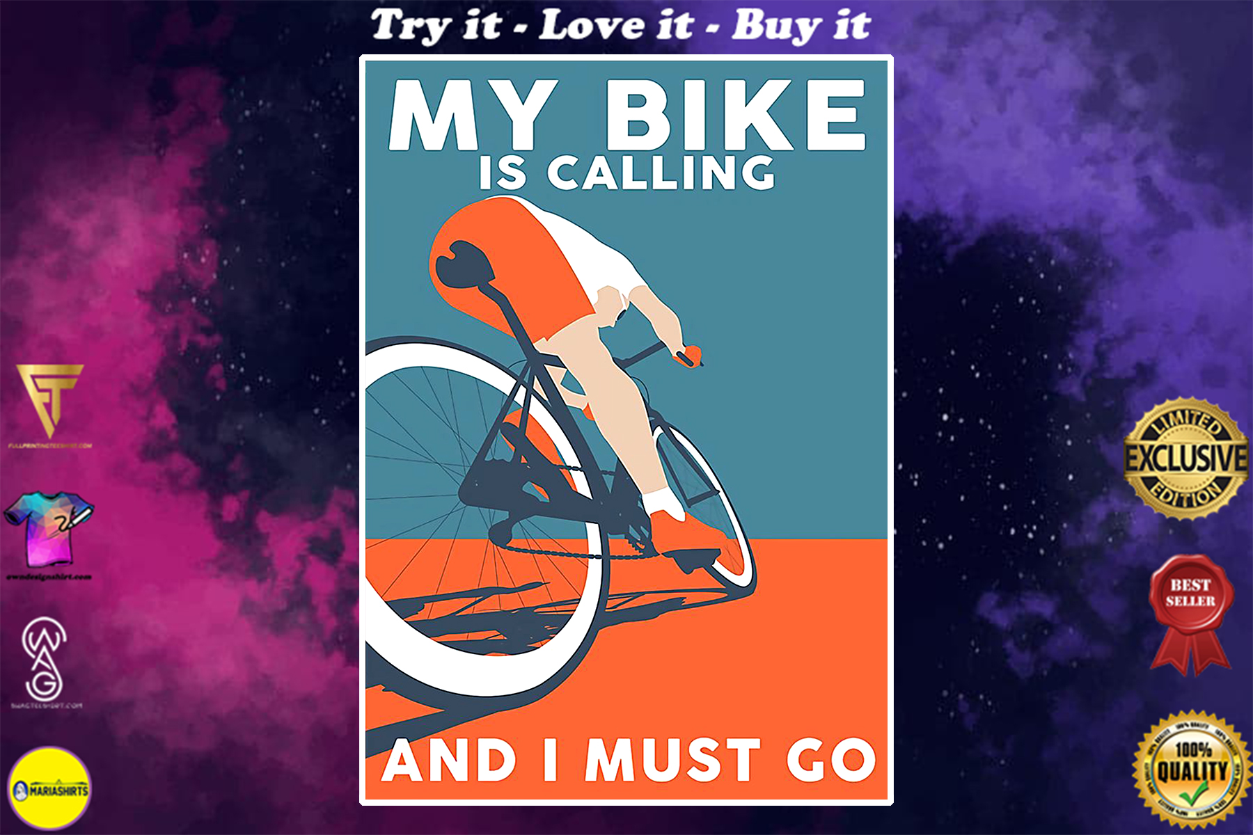 vintage cycling my bike is calling and i must go poster
