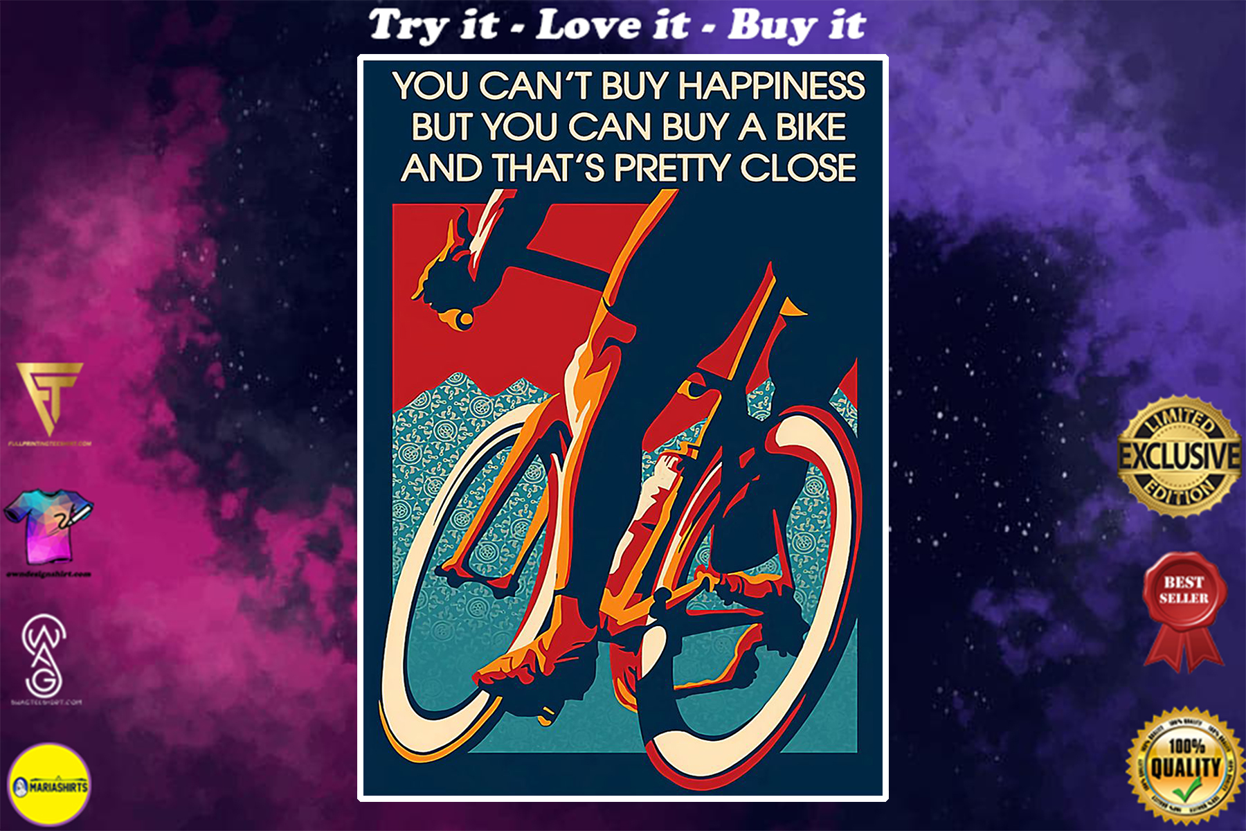 vintage cycling you cant buy happiness but you can buy a bike poster