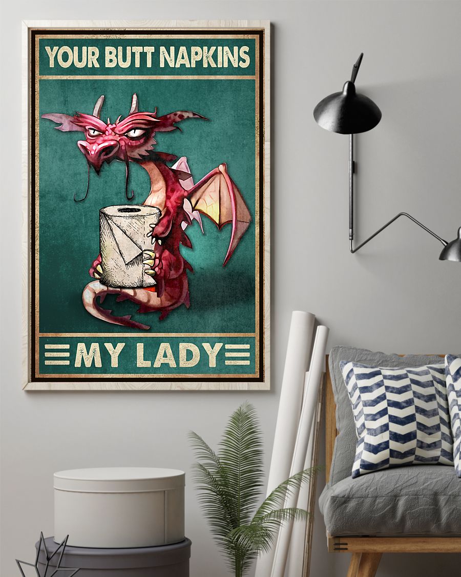 vintage dragon with toilet paper your butt napkins my lord poster 3