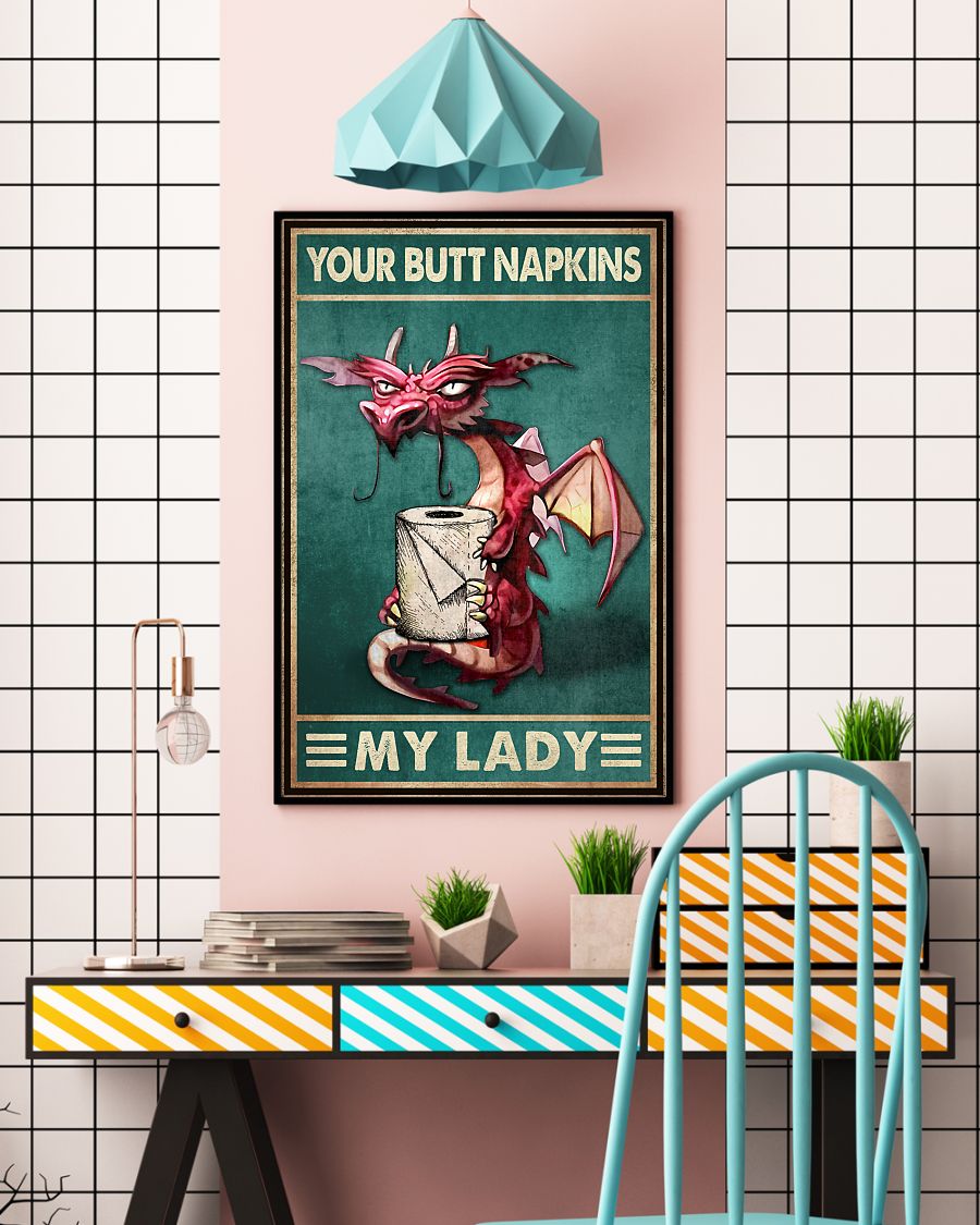 vintage dragon with toilet paper your butt napkins my lord poster 5