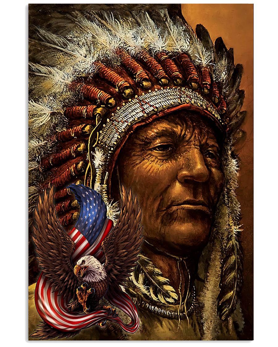vintage eagle chief native american poster 1