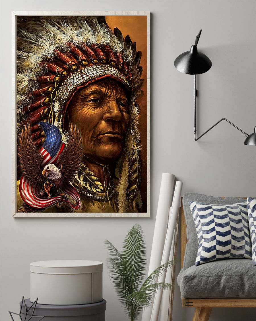 vintage eagle chief native american poster 2