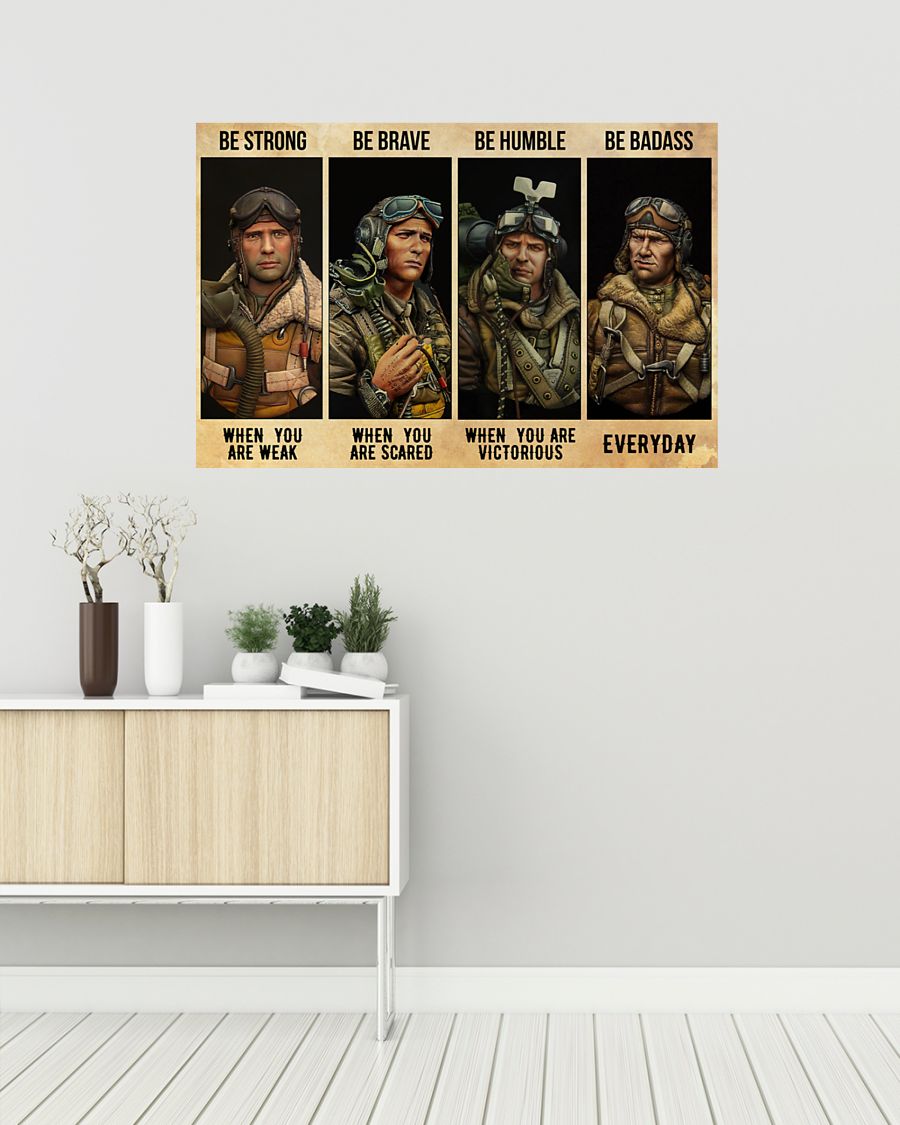 vintage fighter pilot be strong when you are weak be brave when you are scared poster 2