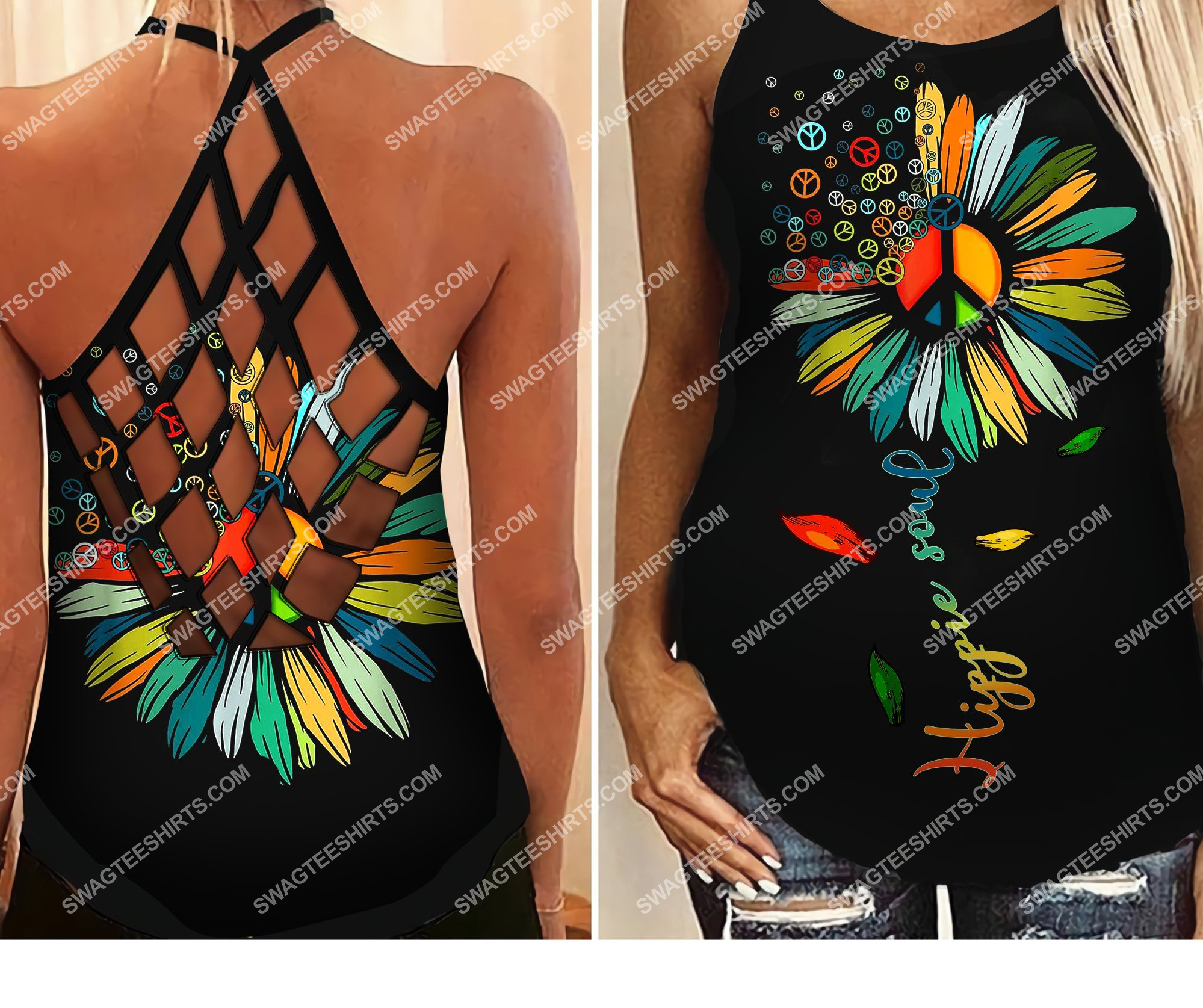 vintage flower hippie soul all over printed strappy back tank top 2 - Copy (2)