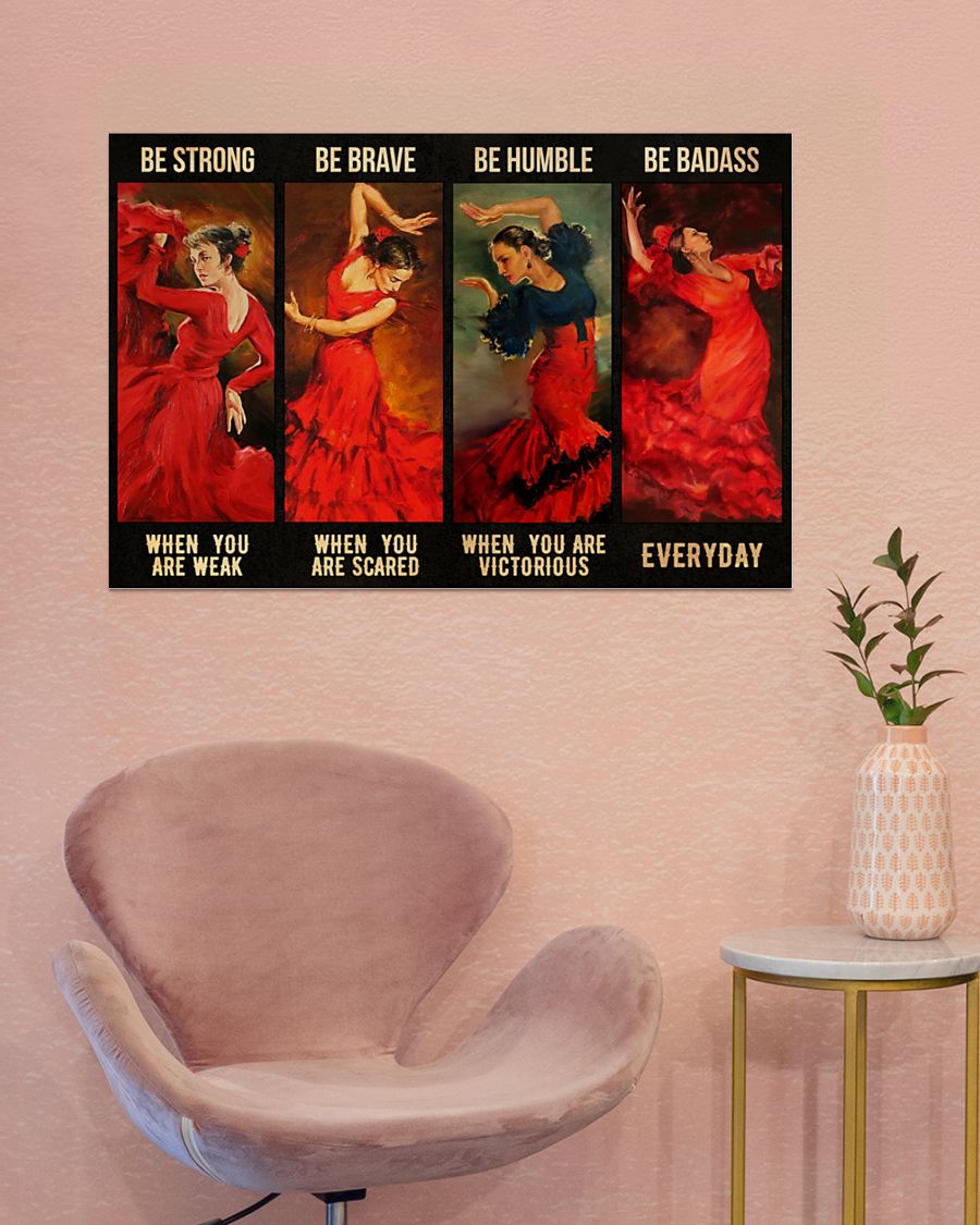 vintage girl latin dance be strong when you are weak be brave when you are scared poster 3