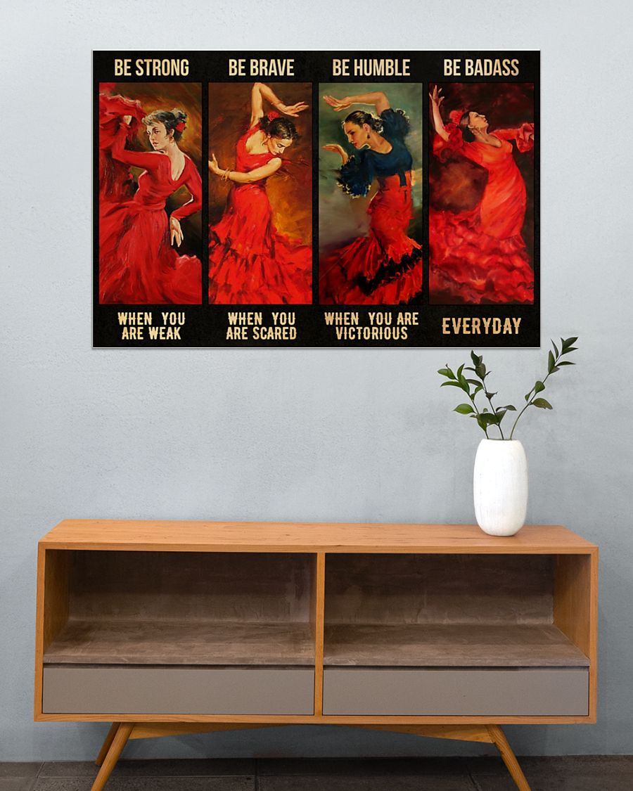 vintage girl latin dance be strong when you are weak be brave when you are scared poster 4
