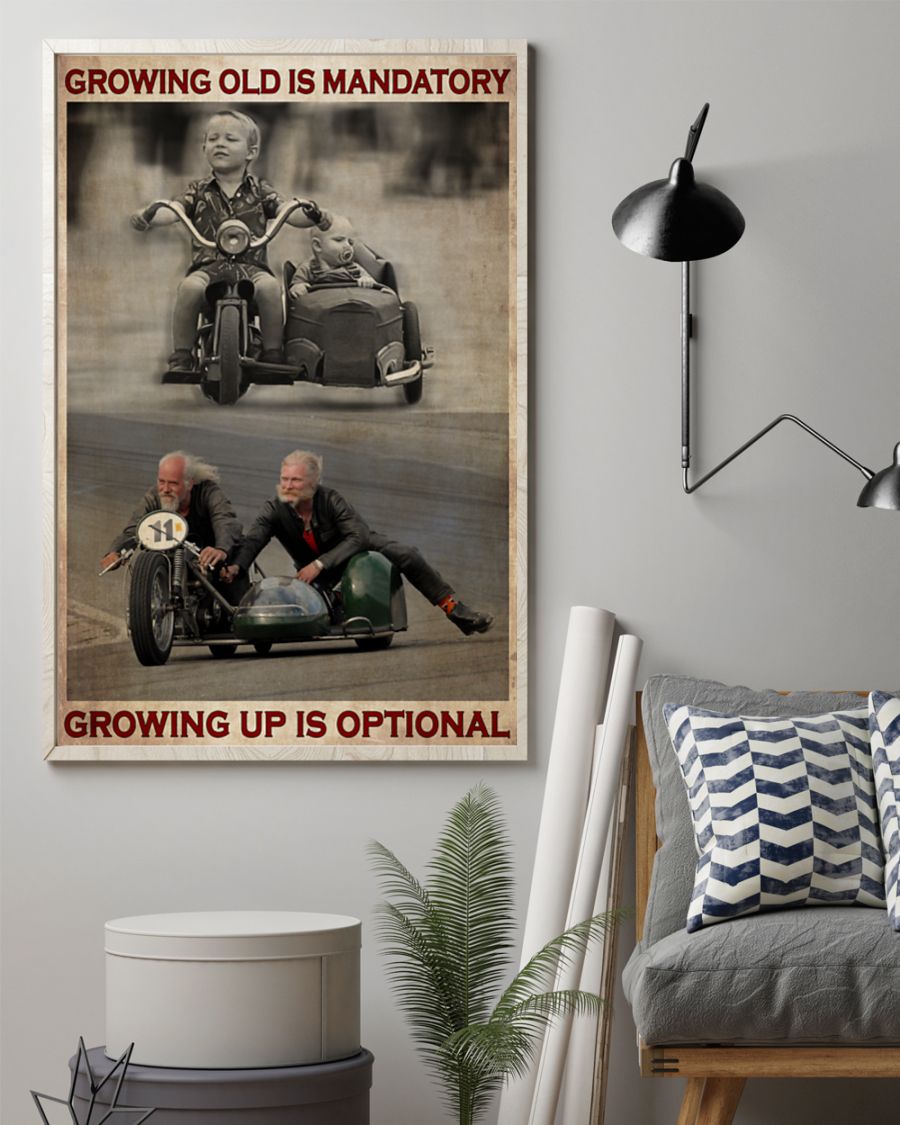 vintage growing old is mandatory but growing up is optional poster 3