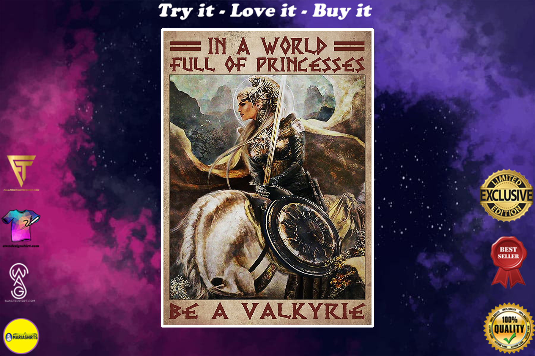 vintage in a world full of princesses be a valkyrie poster