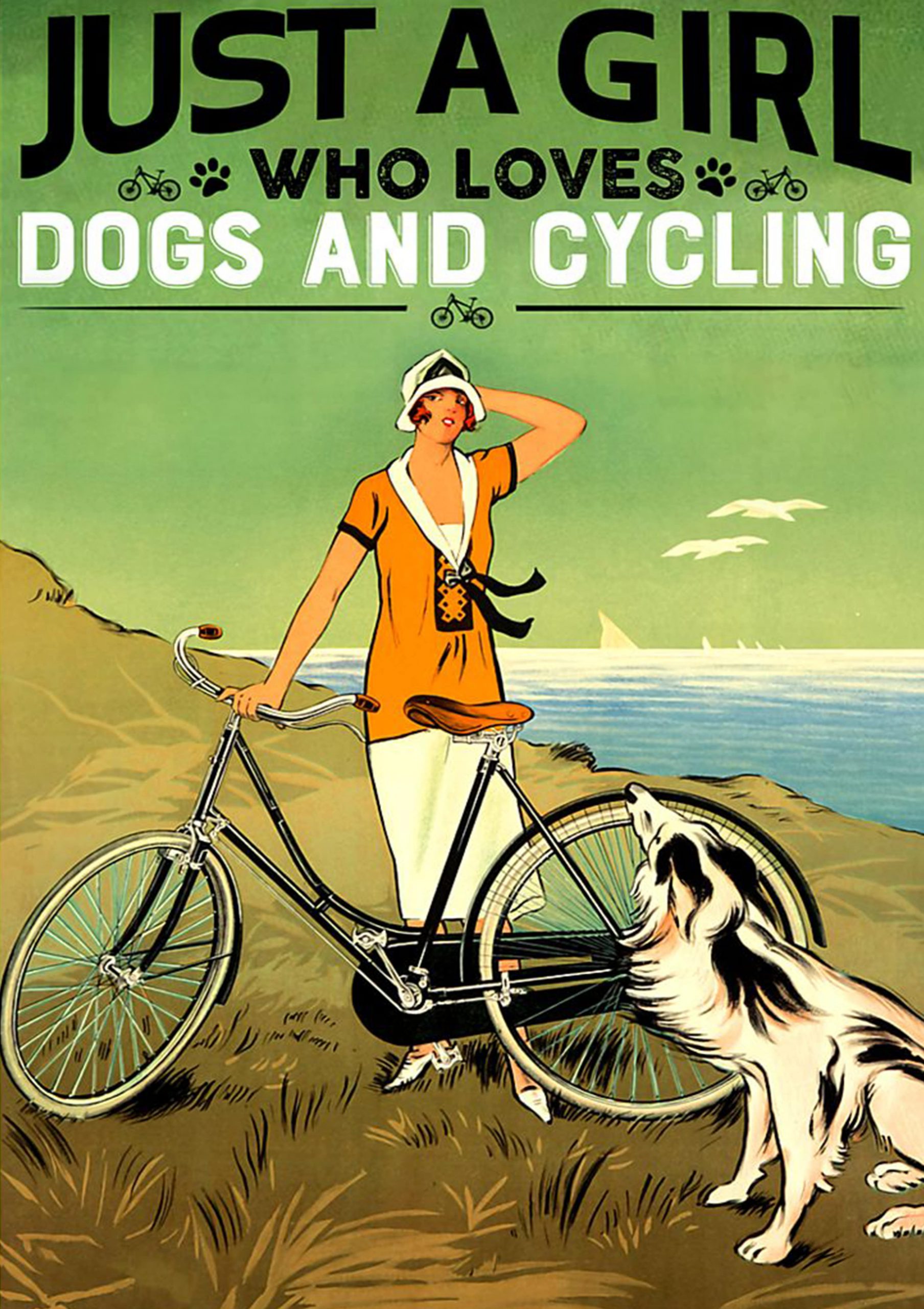 vintage just a girl who loves dog and cycling poster 1 - Copy (2)