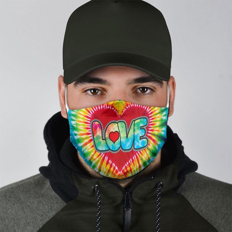 vintage love hippie tie dye all over print face mask 4